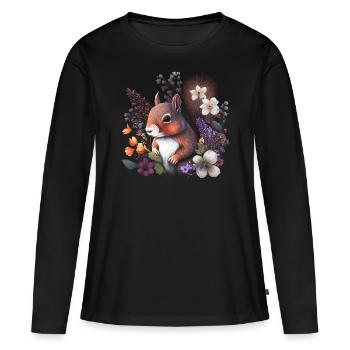 Fleurs d’écureuil mignonnes, animaux indigènes - T-shirt manches longues Premium bio Femme - noir - Devant - Julia (174cm)