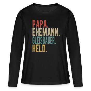 Gleisbauer Papa Ehemann Held - Frauen Premium Bio Langarmshirt - Schwarz - Vorne - Julia (174cm)