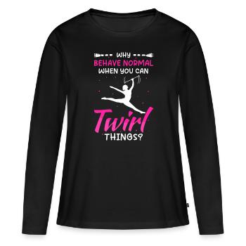 Twirling Funny Rod Turning Majorette Baton - Women's Premium Organic Long Sleeve Shirt - black - Front - Julia (174cm)