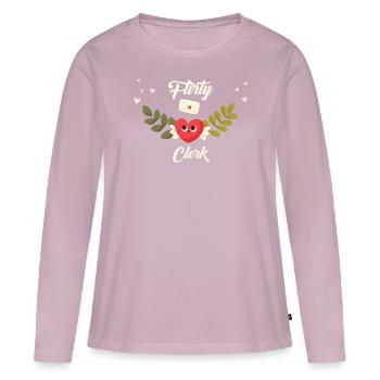 Commis séduisant - T-shirt manches longues Premium bio Femme - rose poudré - Devant - Julia (174cm)
