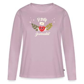 Journaliste séduisant - T-shirt manches longues Premium bio Femme - rose poudré - Devant - Julia (174cm)
