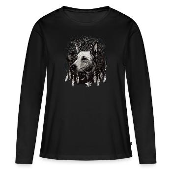Bull Terrier et Dreamcatcher - T-shirt manches longues Premium bio Femme - noir - Devant - Julia (174cm)