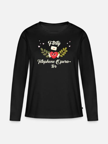 Flirty Telefonistin - Frauen Premium Bio Langarmshirt - Schwarz