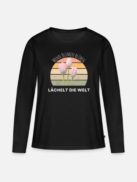 Blumen Garten Gärtner Blumenstrauß BLUMENLIEBE - Frauen Premium Bio Langarmshirt - Schwarz