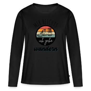 WANDERN Berge Bergsteigen WANDERWEG - Frauen Premium Bio Langarmshirt - Schwarz - Vorne - Julia (174cm)