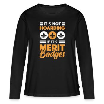 Scoutisme de l’insigne scout - T-shirt manches longues Premium bio Femme - noir - Devant - Julia (174cm)