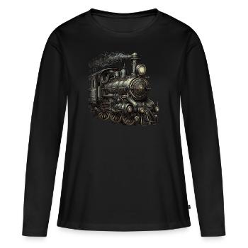 Locomotive à vapeur - T-shirt manches longues Premium bio Femme - noir - Devant - Julia (174cm)
