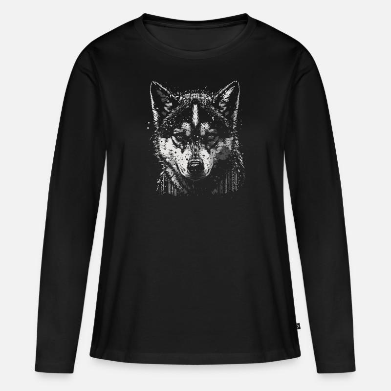 Huskywelpe - Frauen Premium Bio Langarmshirt - Schwarz
