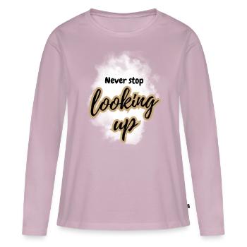 ATTITUDE POSITIVE ÉTAT D’ Motivation - T-shirt manches longues Premium bio Femme - rose poudré - Devant - Julia (174cm)