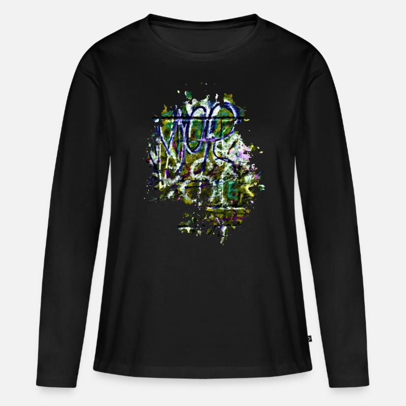 Graffiti - Frauen Premium Bio Langarmshirt - Schwarz