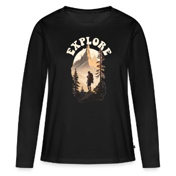 Explorez Trekking Adventure - T-shirt manches longues Premium bio Femme - noir - Devant - Julia (174cm)