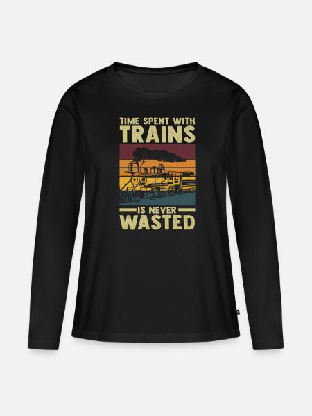 Modelleisenbahn Lokführer Dampflok Modellbahn - Frauen Premium Bio Langarmshirt - Schwarz