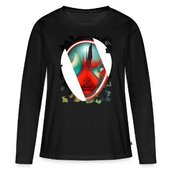 Ovale A - T-shirt manches longues Premium bio Femme - noir - Devant - Julia (174cm)
