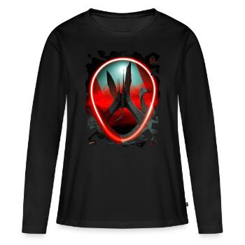 Ovale H - T-shirt manches longues Premium bio Femme - noir - Devant - Julia (174cm)