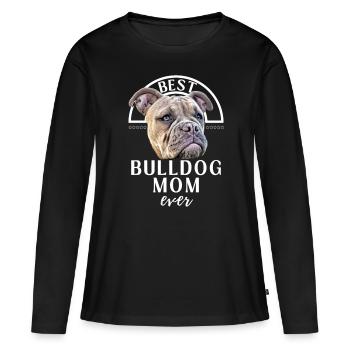 Bulldog - Bulldog MOM - Bulldogs Mom - T-shirt manches longues Premium bio Femme - noir - Devant - Julia (174cm)