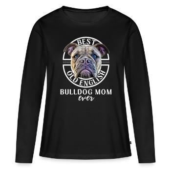 Bulldogge - BEST Bulldog MOM - Bulldoggen Mama - T-shirt manches longues Premium bio Femme - noir - Devant - Julia (174cm)