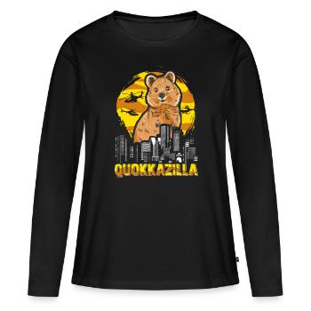 Quokka Beuteltier Quokkazilla - Frauen Premium Bio Langarmshirt - Schwarz - Vorne - Julia (174cm)