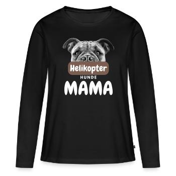 HELIKOPTER HUNDE MAMA HUND Hundefreund Papa - Frauen Premium Bio Langarmshirt - Schwarz - Vorne - Julia (174cm)