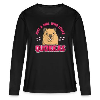 Quokka marsupial kangourou à queue courte drôle - T-shirt manches longues Premium bio Femme - noir - Devant - Julia (174cm)