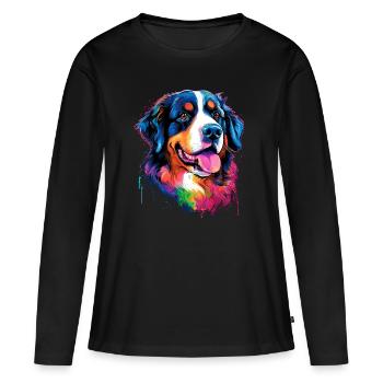 bunter Berner Sennenhund - bunte Hunde - Frauen Premium Bio Langarmshirt - Schwarz - Vorne - Julia (174cm)