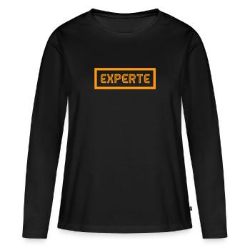 vor dir steht ein Experte - Frauen Premium Bio Langarmshirt - Schwarz - Vorne - Julia (174cm)