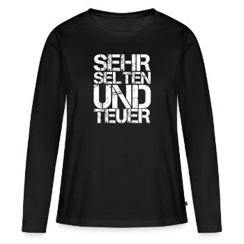 ich bin selten und teuer - Frauen Premium Bio Langarmshirt - Schwarz - Vorne - Julia (174cm)