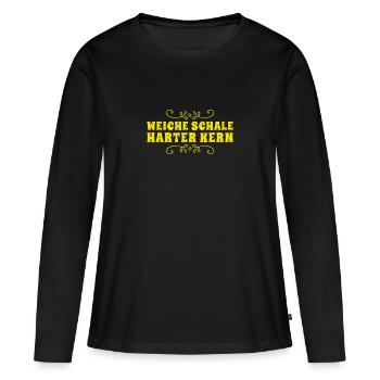 meine Schale ist weich - Frauen Premium Bio Langarmshirt - Schwarz - Vorne - Julia (174cm)