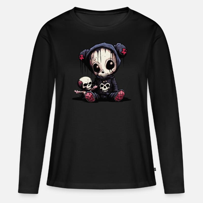 Cute Emo Teddy Bear - Women's Premium Organic Long Sleeve Shirt - black