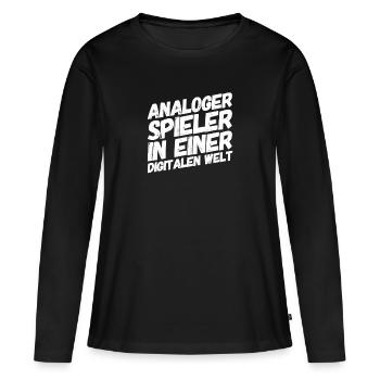 analoger Spieler - Frauen Premium Bio Langarmshirt - Schwarz - Vorne - Julia (174cm)