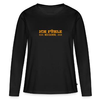 Je me sens bien - T-shirt manches longues Premium bio Femme - noir - Devant - Julia (174cm)