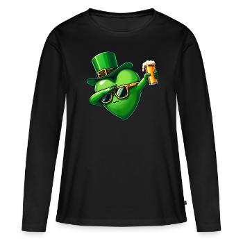 Boisson à la bière du pub irlandais de la Saint-Patrick - T-shirt manches longues Premium bio Femme - noir - Devant - Julia (174cm)