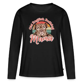 VIEUX BOULEDOGUE ANGLAIS Maman chien chiens bouledogue - T-shirt manches longues Premium bio Femme - noir - Devant - Julia (174cm)