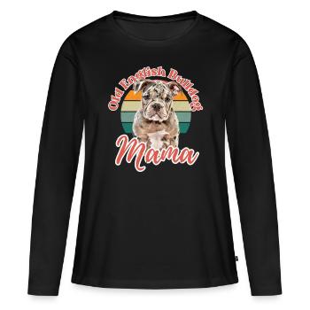 VIEUX BOULEDOGUE ANGLAIS Maman chien chiens bouledogue - T-shirt manches longues Premium bio Femme - noir - Devant - Julia (174cm)