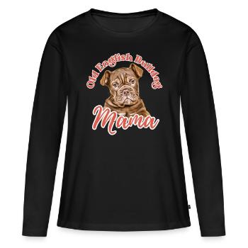 VIEUX BOULEDOGUE ANGLAIS Maman chien chiens bouledogue - T-shirt manches longues Premium bio Femme - noir - Devant - Julia (174cm)