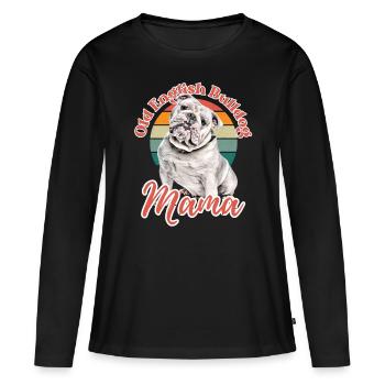 VIEUX BOULEDOGUE ANGLAIS Maman chien chiens bouledogue - T-shirt manches longues Premium bio Femme - noir - Devant - Julia (174cm)