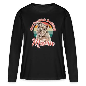 VIEUX BOULEDOGUE ANGLAIS Maman chien chiens bouledogue - T-shirt manches longues Premium bio Femme - noir - Devant - Julia (174cm)