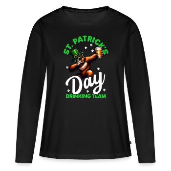 Boire de la bière de la Saint-Patrick Pub irlandais drôle - T-shirt manches longues Premium bio Femme - noir - Devant - Julia (174cm)