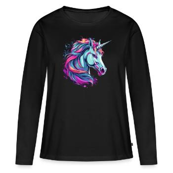 Licorne - T-shirt manches longues Premium bio Femme - noir - Devant - Julia (174cm)