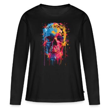 Dark Skull -Totenkopf, Horrormotiv - Frauen Premium Bio Langarmshirt - Schwarz - Vorne - Julia (174cm)