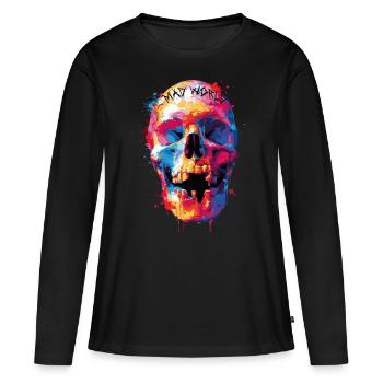 Dark Skull -Totenkopf, Horrormotiv - Frauen Premium Bio Langarmshirt - Schwarz - Vorne - Julia (174cm)