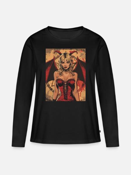 The Female Devil - Frauen Premium Bio Langarmshirt - Schwarz