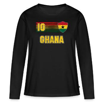 Ghana - T-shirt manches longues Premium bio Femme - noir - Devant - Julia (174cm)
