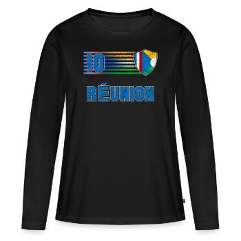 Réunion - T-shirt manches longues Premium bio Femme - noir - Devant - Julia (174cm)