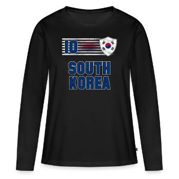 Corée du Sud - T-shirt manches longues Premium bio Femme - noir - Devant - Julia (174cm)