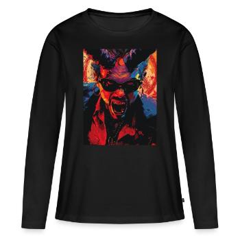 The Devil mit Pentagramm - Frauen Premium Bio Langarmshirt - Schwarz - Vorne - Julia (174cm)