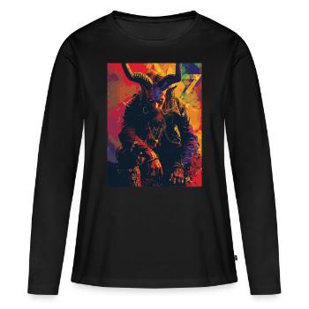 The Devil mit Pentagramm - Frauen Premium Bio Langarmshirt - Schwarz - Vorne - Julia (174cm)