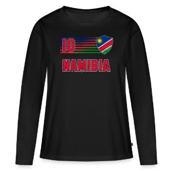 Namibia - Frauen Premium Bio Langarmshirt - Schwarz - Vorne - Julia (174cm)