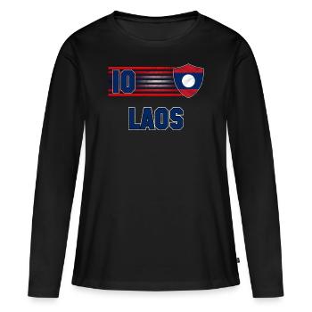 Laos - T-shirt manches longues Premium bio Femme - noir - Devant - Julia (174cm)