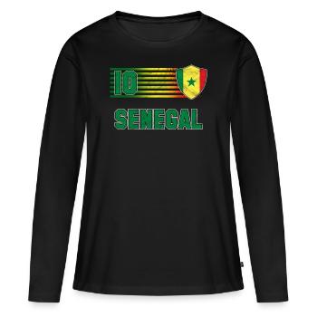 Sénégal - T-shirt manches longues Premium bio Femme - noir - Devant - Julia (174cm)