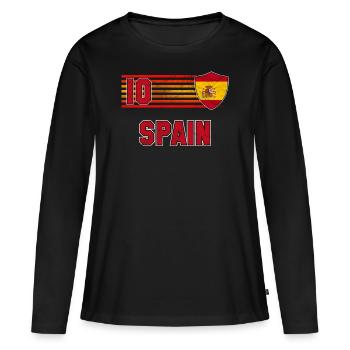Spanien - Frauen Premium Bio Langarmshirt - Schwarz - Vorne - Julia (174cm)
